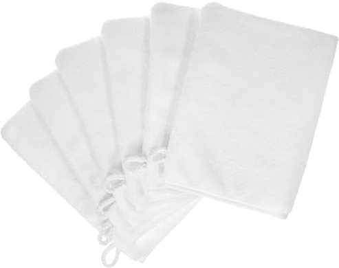 PHOGARY Microfibre Face Cloth (6PCS) Soft Face Flannels Wash Cloth Body Cleansing Mitts, Reusable Makeup Remover Gloves for Bath & SPA, 15x21cm, White