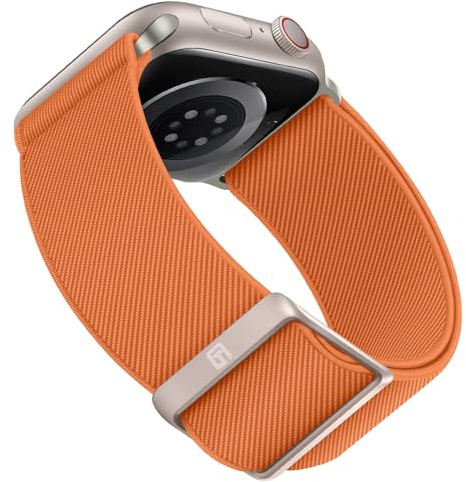 Suphart Compatible with Apple Watch Strap 42mm 41mm 40mm 38mm for Men Women Stretchy Solo Loop Strap Nylon Sport Strap Designed for Apple Watch SE Series 10 9 8 7 6 5 4, Orange