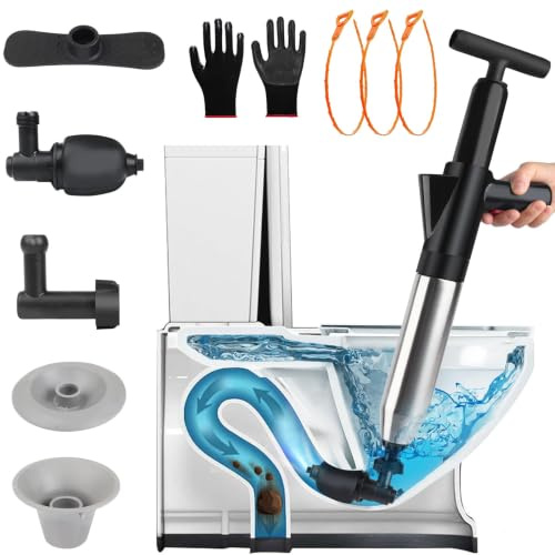 High Pressure Toilet Plunger, Toilet Plungers for Unblocking, Toilet Unblocker Tools with Visual Barometer, Toilet Unclogger Air Plungers Drain Clog Remover for Bathroom, Sink, Kitchen, Clogged Pipe