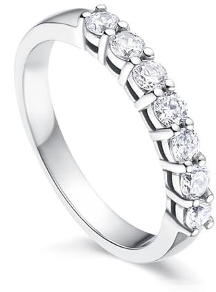 AMDXD 14 Karat 585 Weiß Gold Freundschaftsringe Echt Gold Schmuck, Klassiker Trauringe mit Labor Diamant 0.1 Karat (Rundschliff, VVS1), 14K Gold Verlobungsring Damen, Gr.62 (19.7)