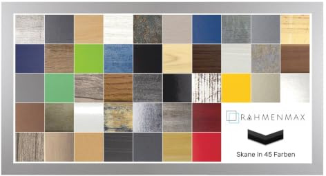 RahmenMax Skane Bilderrahmen Posterrahmen Puzzlerahmen 33x98 cm Silber Matt Mattsilber 98x33 cm mit weisser Rückwand und klarem Acrylglas