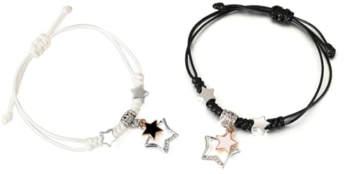 Dtexhif Stern Paar Armbänder für Paare Y2k Armband Set Verstellbare Geflochtene Stern Freundschaftsarmbänder für Beste Freundin, 0.6 inch, Nylon, Kein Edelstein