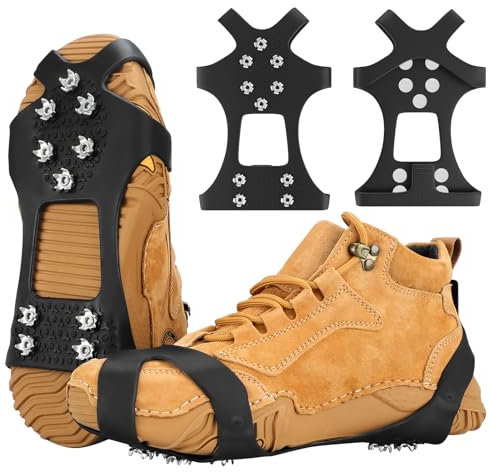 HQCM Spikes für Schuhe Winter, Grödel Antirutsch Schuhspikes Steigeisen für Bergschuhe Outdoor Schuhkrallen Spikes für Wanderschuhe Eiskrallen Schneeschuhe (L)