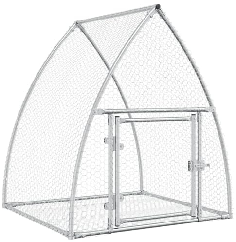Freigehege Hasenstall Hasenkäfig Kaninchenstall mit Freilaufgehege, Kaninchenkäfig - Indoor und Outdoor, Silbern 100x105x120 cm Verzinkter Stahl