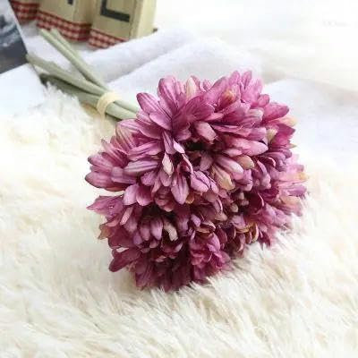 KEWPLW Künstlicher Chrysanthemen-Blumenstrauß aus Seide, für Arbeitszimmer, Schlafzimmer, Gartendekoration, lila Gerbera