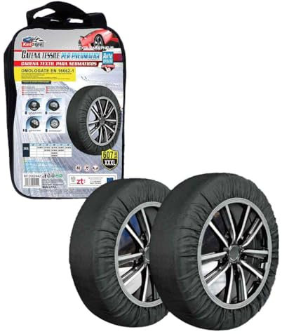 A2ZWORLD Cadena de nieve textil para neumáticos, calcetines de nieve para coche, homologadas EN 16662-1, color negro, talla XXXL