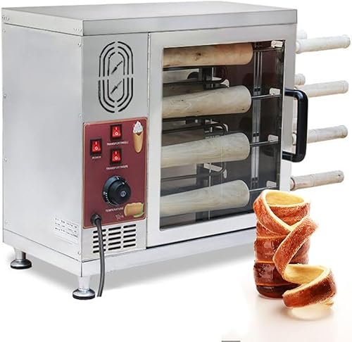 QXIWAOE Máquina para Hacer Pasteles con Chimenea eléctrica de 3000 W con palitos de Madera, tostadora eléctrica con 16 Rodillos, para Restaurante, hogar, Cocina, Bar
