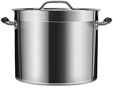 Olla para cocinar Olla sopera, Olla sopera de Acero Inoxidable Apta para inducción con Tapa, diámetro 25 cm, Altura 18 cm, 8,8 litros (Color: Plata, tamaño: 60 cm x 40 cm)