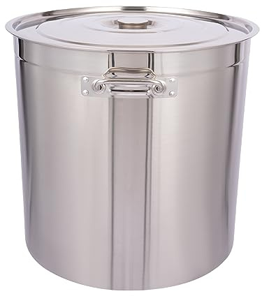 50/70/98 L Marmite Traiteur Inox 0.8 mm Epaisseur Grande Marmite Argent Moderne Faitout Inox Convient pour Mijoter sur des Plaques de Cuisson à Gaz des Plaques à Induction etc (98 L)