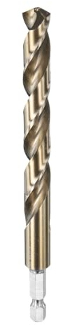 sourcing map 1/4 Hex Shank Drill Bit 7/16 Gold Oxide M35 High Speed Steel Twist Drill Bit 135 Degree Split Point Tip Drilling Tool with Quick Change Hex Shank for Metal Wood Plastic