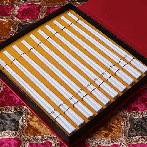 WJFTODAY Juego de Regalo de Palillos Reutilizables de Porcelana, Apto para lavavajillas, Palillos Personalizados de cerámica con Estuche, Palillos Chinos de Porcelana China, 10 Pares de Palillos (D)