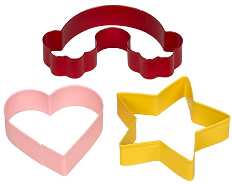 Heart Shaped Cookie Cutter Set - Yellow Star, Red Rainbow, Pink Heart by George East Housewares Ltd