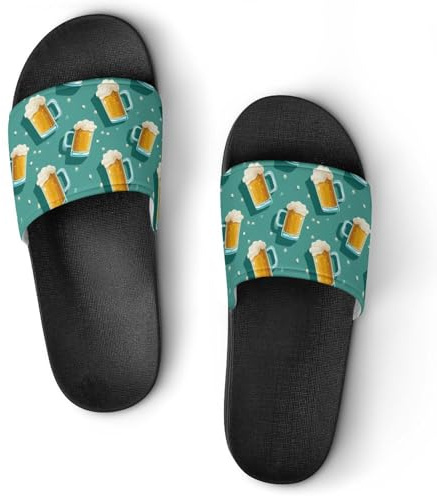Beer Mugs Novelty Slippers Slides Sandals Shower Home House Shoes Non-Slip Soft Sole Shoe for Men Women Bathroom 43 (265mm)