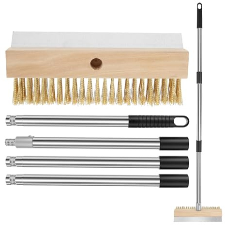 Pizza Stone Cleaner - Pizza Stone Cleaning Brush 149cm - Heat Resistant Tool with Scraper for Cleaning Barbecue and Plancha - Outdoor Kitchen Accessory For Resta