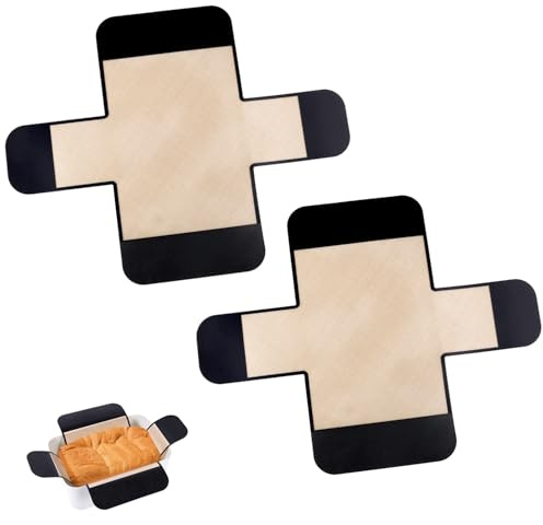 lasuroa 2pcs Silicone Bread Loaf Pan Liner, Reusable Non-Stick Bread Sling with 4 Handles Heat Resistant Dough Transfer Baking Mat Lifters Making Tools for 9x5 or 1.5lb Loaf Pan