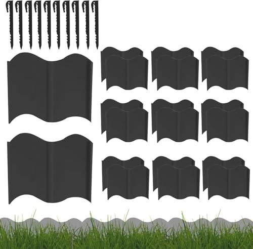 Bordure de jardin - Bordure de bordure de paysage - Bordure flexible de cour - 20 pièces - Bordure de clôture amovible - Barrière de lit décorative pour pelouse, patio, allée