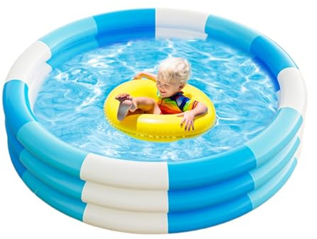 Gupcaqosjw Barnuppblåsbar pool, 145 x 25 cm, plaskbassäng, uppblåsbar pool, rund uppblåsbar barnpool, babypool, barn, utomhus, trädgård, vatten, lekpool