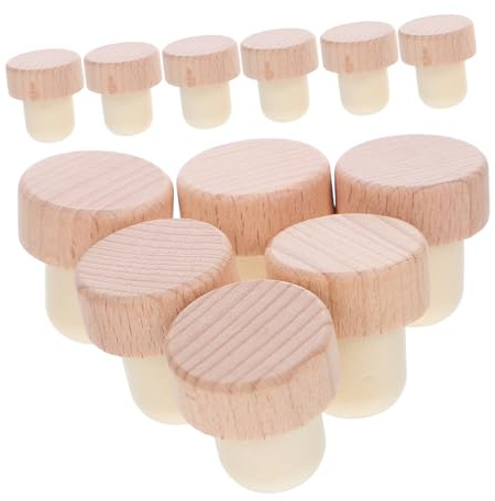 Cabilock 30 Piezas Tapones de Madera T para Botellas de Tapones Reutilizables de Corcho de Madera de Haya Pulida Sellado Resistente Temperatura y Humedad para Botellas de Vidrio y