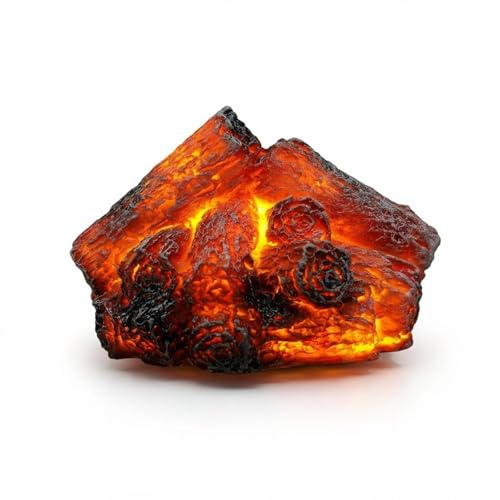 LED Flameless Fake Charcoal Bonfire Light | Flickering Flame Effect, No Heat, Artificial Logs for Fireplace, Indoor Outdoor Decoration, for Halloween Christmas