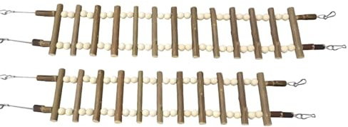 Fågelstege - parakitklätterbrobur, abborrgunga i naturligt trä, 60 cm/66 cm lång 11-13 lagers stegdesign, giftfri hållbar timmerfiber, cockatiel smådjursmiljö