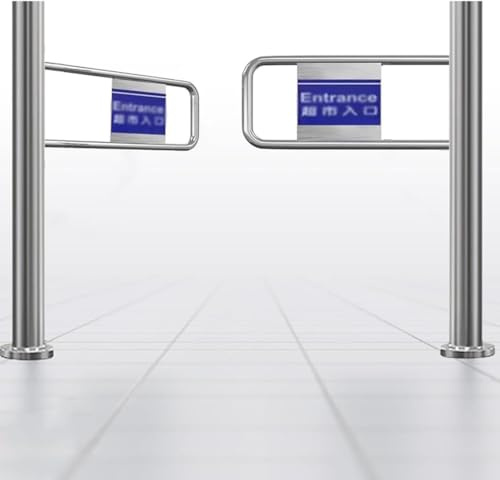 Supermarket Entrance Swing Gate - 90° Open One-Way Metal Door, Stainless Steel Barricade for Store and Library Access Control