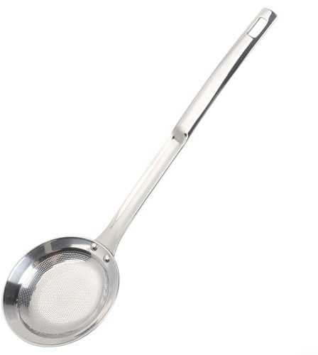 Hosrivae Colador de cocina de acero con 6000 agujeros finos, cuchara de espuma, olla caliente, cocina, freír, herramienta de trampa de grasa SUS304 de grado alimenticio (pequeño)