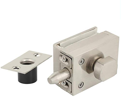 Nikou Serratura Della Porta di Vetro, Chiusura a Scatto Blocco a Pavimento in Ottone + Lega di Zinco, Manopola Rotante Apri/Chiudi. Senza Fori, per Vetro da 8-12mm, per Bagno, Toilette, Hotel