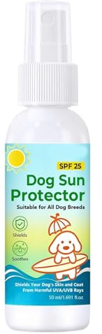 Sonnenschutz für Hunde – LSF 25 UV-Schutz-Körperspray, 50 ml Sonnenschutzsprays für Hunde | Nicht fettender -Hautschutz für den Urlaub