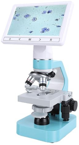 GLOGLOW Veterinär-Binokularmikroskop, ABS-Material, 4-fache, 10-fache, 40- Vergrößerung mit 7-Zoll-HD-Display für den Eisprung bei Hunden und die Samenanalyse von Haustieren
