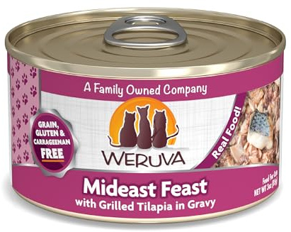 Weruva Classic Cat Food, Mideast Feast with Grilled Tilapia in Gravy, 3oz Can (Pack of 24)
