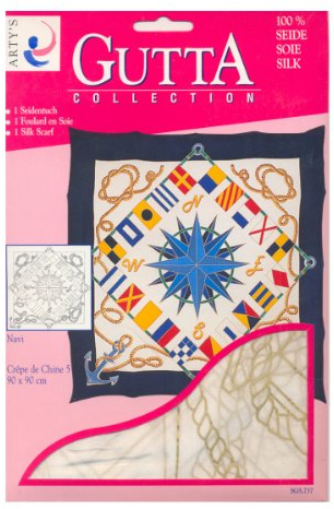 ARTY'S Gutta Collection - Motiv: Navi - Crepe de Chine 5, ca. 90x90cm, rollierte Ränder (Gutta Gold)