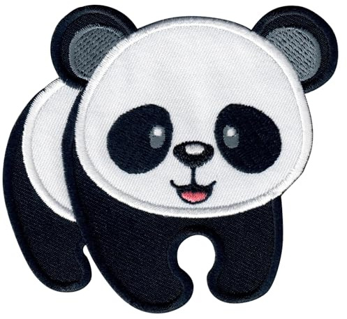 PatchMommy Panda Bär Aufnäher zum Aufbügeln für Kinder, 7,5 x 9 cm | Gesticktes Bügelbild, Patch & Applikation für Baby- und Kinderkleidung & Rucksäcke – zum Aufbügeln oder Aufnähen