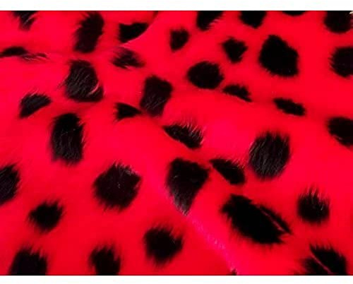 Animal Fun Kunstpelz Stoff Material - Marienkäfer - Rot, 1Mtr - 150cm x 100cm