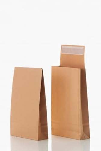 Faltentaschen B4 (200 Stück) 353x250x40 mm - Umschläge 130g/m² - Braun | haftklebende mit Klotzboden und Seitenfalte - Versandtaschen B4 aus braunem Kraftpapier