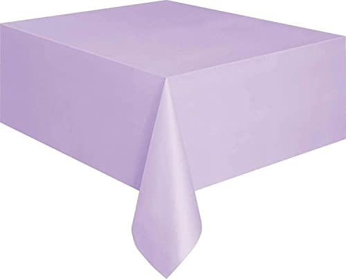 Solid Lavender Rectangular Plastic Table Cover (137cm x 274cm) 1 Count - Elegant & Durable Tablecloth for Parties, Events, and Home Use