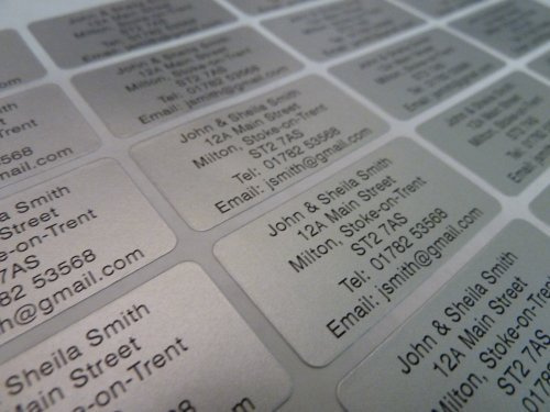 200 x Silber personalisiert bedruckt Mini Adresse Selbstklebende Etiketten 40x20mm Aufkleber (gratis emailliert sicher vor dem Druck )