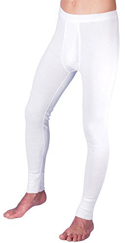 HERMKO 3540 Herren Lange Unterhosen mit Eingriff und Weichbund aus 100% Bio-Baumwolle in Feinripp, Größe:D 9 = EU 3XL, Farbe:weiß