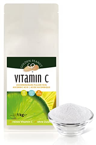 GOLDEN PEANUT Vitamin C Pulver 1 kg reine Ascorbinsäure ohne Zusätze hochdosiert vegan und ohne Gentechnik