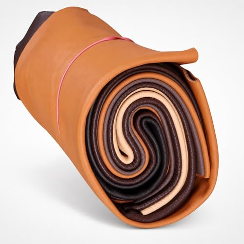 Langlauf Lederreste 1 kg – Echtleder in Brauntönen, extragroß, Mind. DIN A3 | Alle Stücke aus Echtleder handsortiert, mit Gratis-Anleitung für eine Ledertasche – ideal zum Nähen, Basteln, Patchwork & DIY