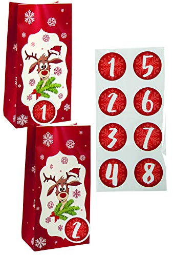 Annastore Adventskalender zum Selbst Befüllen - 20 x 10 x 6 cm Adventskalender zum Befüllen - Adventstüten - Papiertüten für Adventskalender