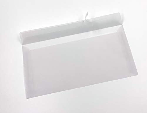 DerMegaDeal – 75 transparente Briefumschläge aus Pergamin-Papier für Infoschreiben, Gutscheine & Einladungen, selbstklebende Briefkuverts in 220 x 110 mm (DIN lang)