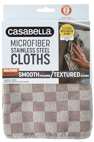 Casabella Microfiber 12 x 14 Cleaning Cloths, Two-Tone (Pack of 2), 1 EA, Grey Stainless Steel, 2 Count