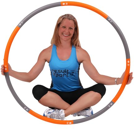 ResultSport Hula Hoop Reifen Erwachsene, Gewicht 100cm breit, 8 Teiliger | Gewichteter Hula-Hoop-Reifen zum Abnehmen & Fitnesstraining - 8-teilig abnehmbar, 100cm, für Erwachsene