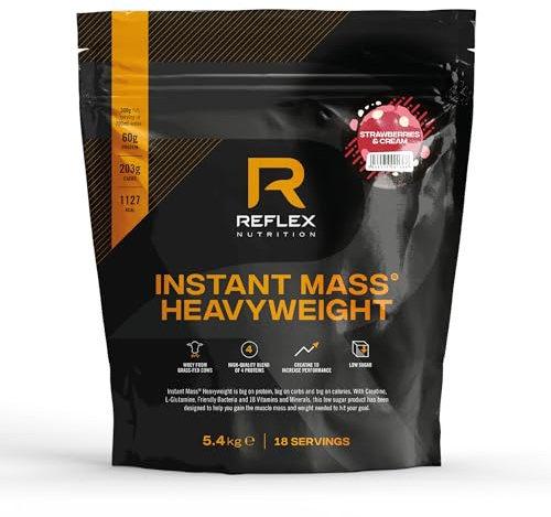 Reflex Instant Mass Heavyweight Mass Gainer, Strawberries & Cream, 5.4kg