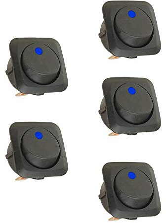 Mintice 5 Stück 12V 25A KFZ Schalter EIN/AUS Wippenschalter Beleuchtet Schalter Blau 25mm
