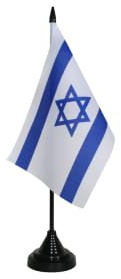Flaggenfritze Tischflagge Israel 10 x 15 cm, israelische Flagge, reißfestes Polyester, farbintensiver Siebdruck, kleine Fahne mit Kunststoff-Sockel