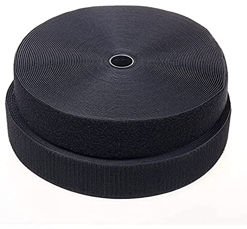 HIMRY 25m x 50mm Klettband (25m Flausch & 25m Hakenband), 50mm breit, Rückseite des Bandes ist Nicht selbstklebend, Flausch & Haken, Schwarz KXB5030 Black