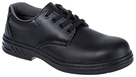 Portwest FW80 Steelite Laced Säkerhetsskor PU Yttersula Halkfri Antistatisk | Svart, 38, S2 EN ISO 20345, Klassisk Design med Vadderad Krage, Mikrofiber med Polyuretansula, Säker och Hållbar, Vattentät