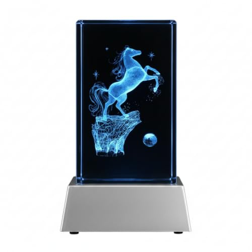3D Kristall LED Stimmungslicht Pferd – Geschenkidee für Pferdeliebhaber – Farbwechsel Nachtlicht