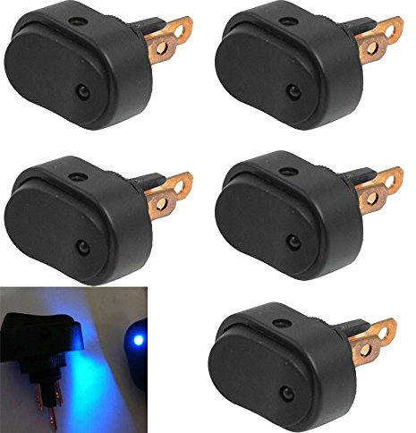 Mintice 5 Pièces Interrupteur à Bascule 12V 30A Lumineux LED Bleu Commutateur Poussoir Bouton Brume Marche/Arrêt 3Pin